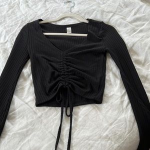 H&M black ribbed blouse